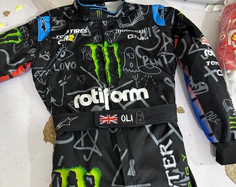 Kundenspezifische Kart-Rennanzug Cordura 600D-Sublimation schwarz Hoonigan