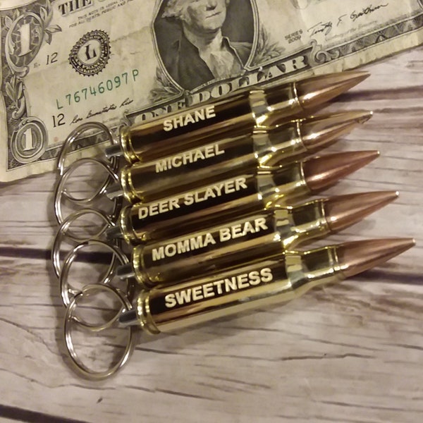 308 small caliber bullet bottle opener Engraved Keychains Groomsmen | bachelor party | Fathers day  (from 1-10 openers) personalized