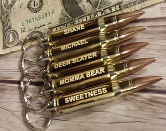 308 small caliber bullet bottle opener Engraved Keychains Groomsmen | bachelor party | Fathers day  (from 1-10 openers) personalized