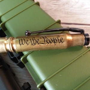 We The People - Battle Hardened 308 Caliber bullet pen wedding groomsmen Fathers day gift for men includes free personalization