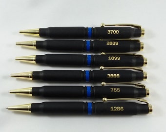 Thin Blue Line bullet pen personalized Police gift TBL