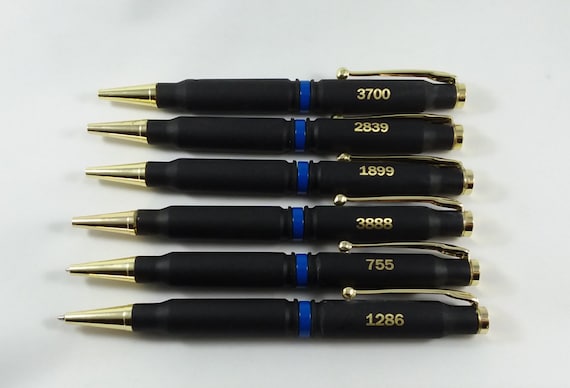 Thin Blue Line bullet pen personalized Police gift TBL