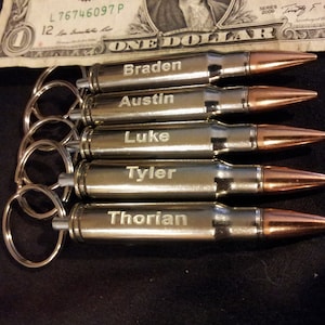 Personalized Nickel Plated 308 small caliber bullet bottle opener Keychain groomsmen Fathers Day gift for men