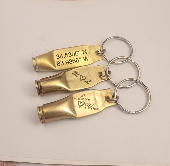 Engraved Bullet Casing Keychain Gift for Men HKC