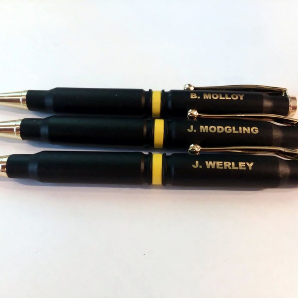 Thin Gold / Yellow Line 308 Caliber bullet pen | 911 Emergency Dispatcher | Fathers/Mothers day  | Telecommunications week Free Engr