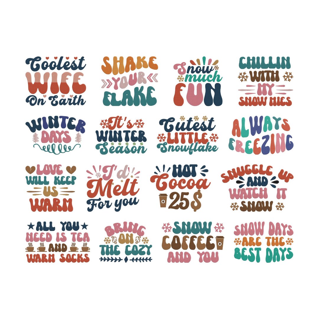 Winter Quote Cozy Lettering Embroidery Design, Winter Cozy Lettering ...