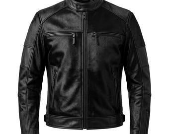 Black Pony Hair Leather Jacket | Men's Designer Western Coat | Genuine Cowhide Cowboy Moto Jacket | Handcrafted Fashion Streetwear