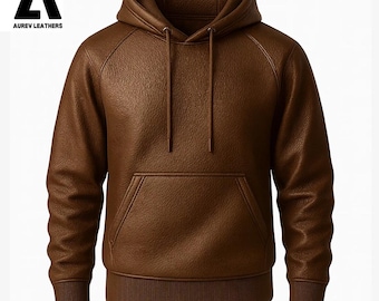 Premium leren herenhoodie – handgemaakt, echt leren jack met capuchon voor streetwear