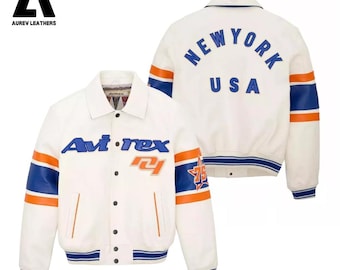 Handmade Avirex Leather Bomber Jacket – New York USA Icon, Flight Style