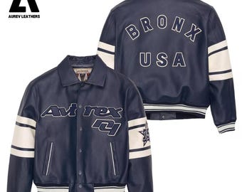 Handmade Cowhide Leather Avirex Bomber Jacket – Retro Flight Jacket