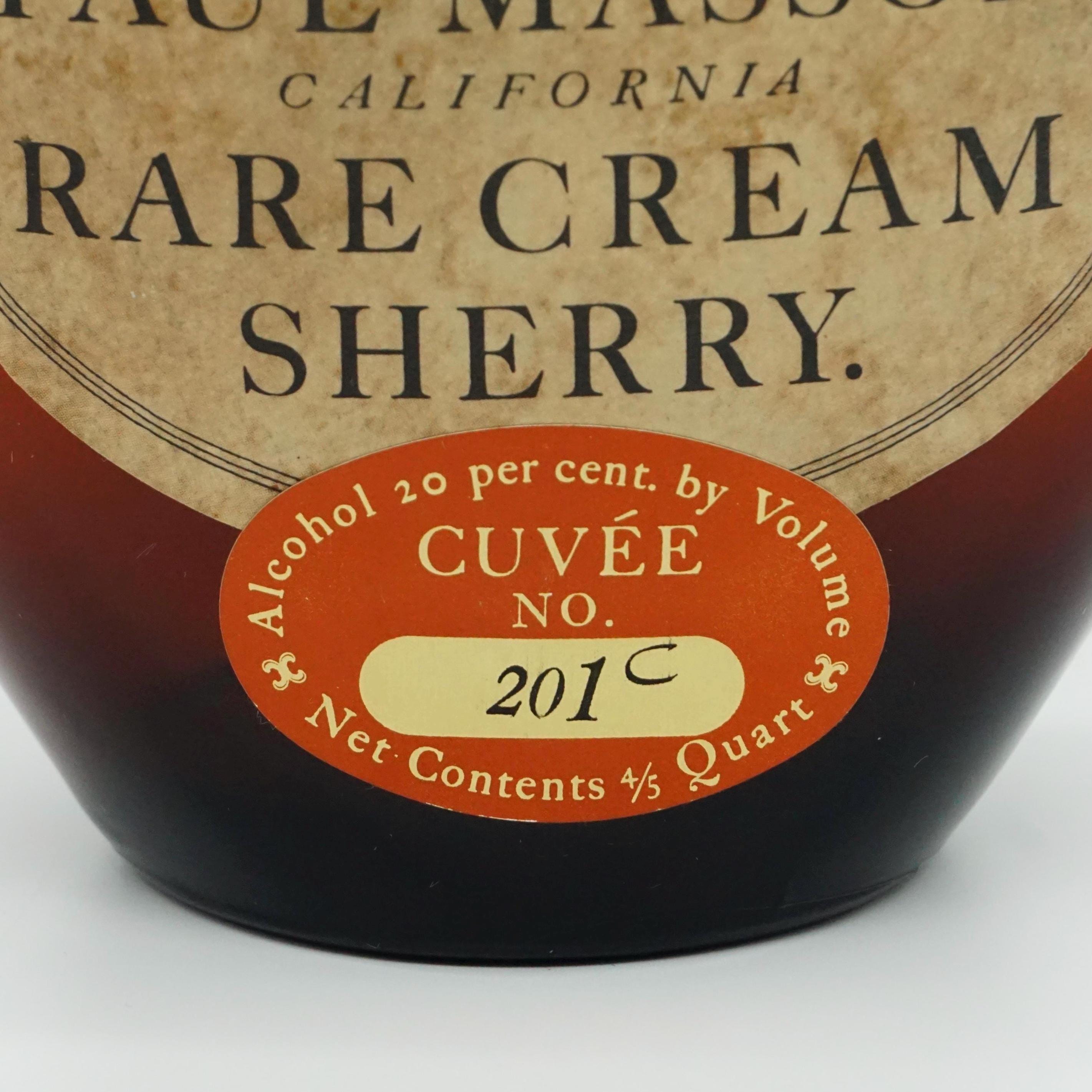 Vintage Paul Masson Rare Cream Sherry Bottle Cuvee 201C Decanter 