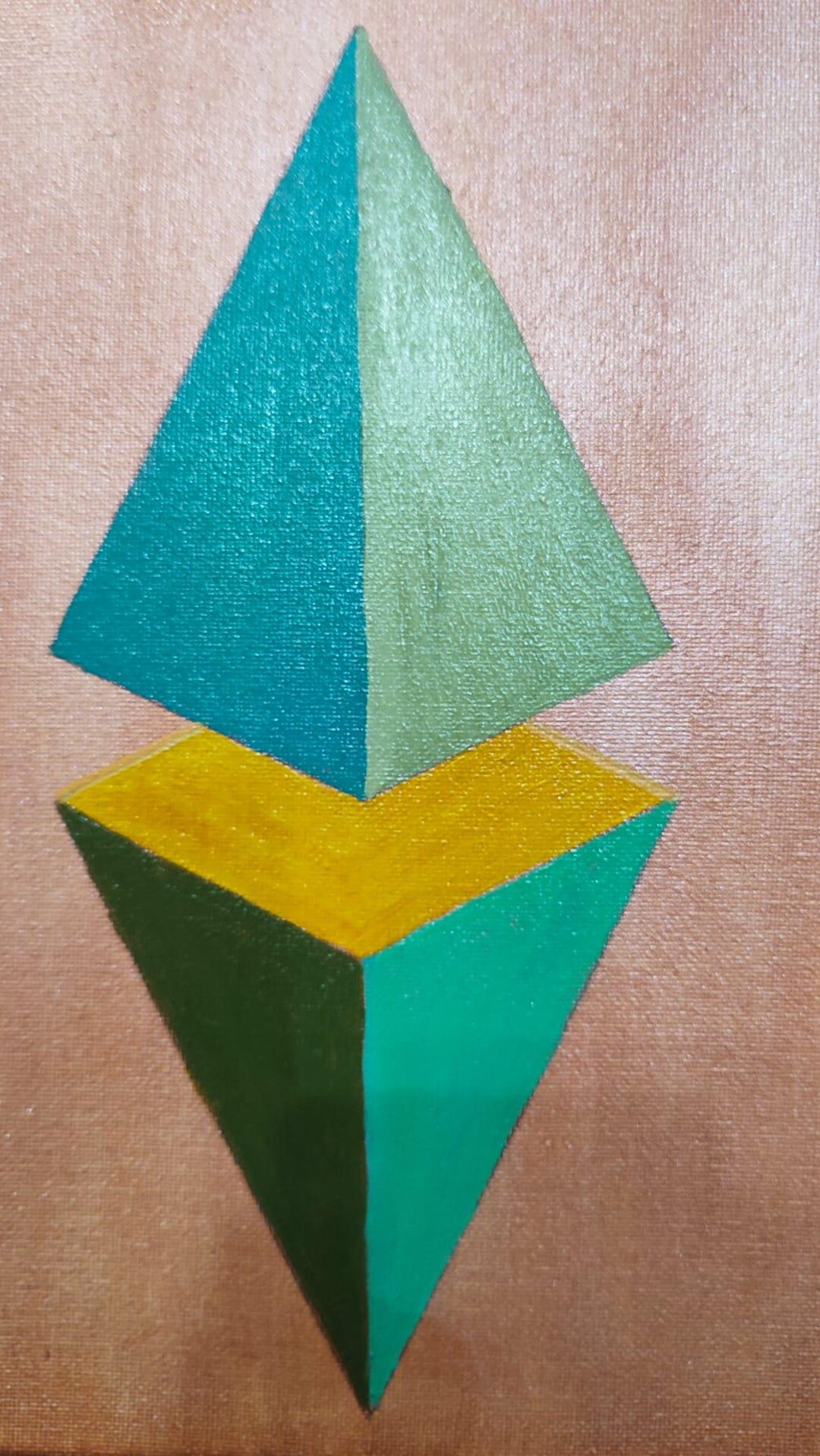ABSTRACT PYRAMIDS - Geometric Painting 30x25cm (approx. 11.8 X 9.8 ...