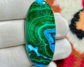Chrysocolla Malachite Cabochon: Natural Gemstone for Jewelry Making 41X23X7 MM 85ct