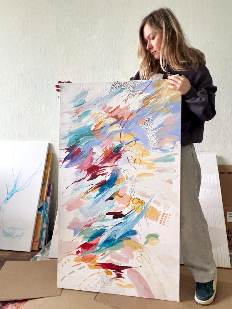 Pintura abstracta "Armonía Salvaje", obra de arte original sobre lienzo a color (120 x 70 cm) imagen 20