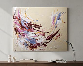 Large Original Abstract Painting, Neutral Wall Art, Modern Expressionist Canvas, Bold Textured Artwork