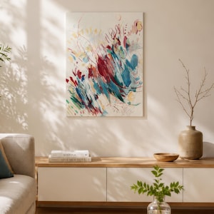 Original Acrylic Abstract Painting, Colorful Expressionist Canvas Art (19.7" x 27.6 "/ 50 × 70 cm) image 12