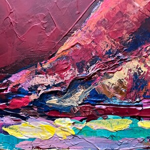 Original Abstract Landscape Painting, Red Wall Art, Textured Canvas, Modern Fine Art Decor image 5
