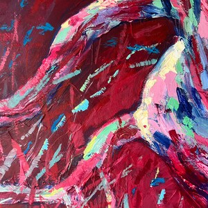 Large Original Abstract Painting, Red Wall Art, Modern Expressionist Canvas, Bold Textured Artwork image 4