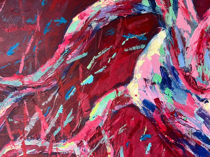 Large Original Abstract Painting, Red Wall Art, Modern Expressionist Canvas, Bold Textured Artwork image 4