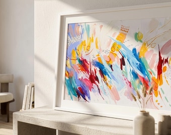 Colorful Abstract Giclee Print, Contemporary Watercolor Paper Wall Art
