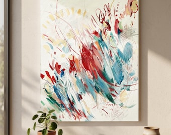 Original Acrylic Abstract Painting, Colorful Expressionist Canvas Art (19.7" x 27.6 "/ 50 × 70 cm)