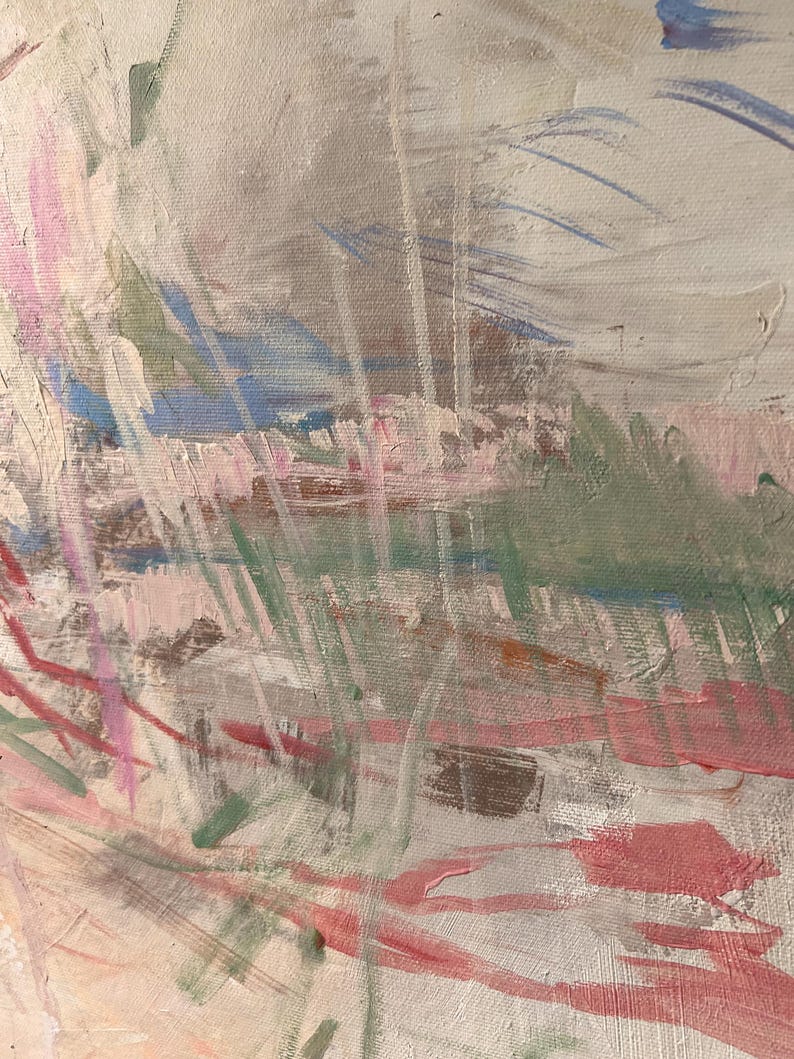 Original Abstract Acrylic Painting, Neutral Pink Red Textured Canvas (31.5 x 47.2 in) image 13