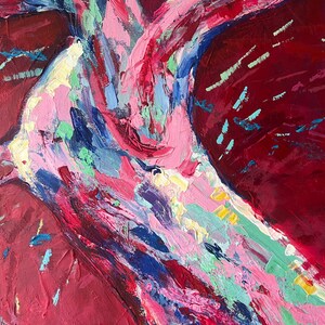 Large Original Abstract Painting, Red Wall Art, Modern Expressionist Canvas, Bold Textured Artwork image 5