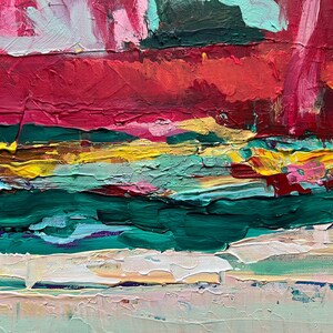 Pintura abstracta original, arte mural moderno, lienzo texturizado, obra de arte contemporánea y colorida. imagen 9