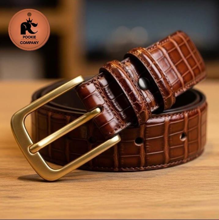 Brown Crocodile Belt Gold Buckle - Etsy display picture 2