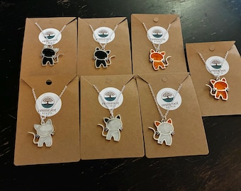 Handgemachte Katze Anhänger Halskette: Harz, Silber oder Gold