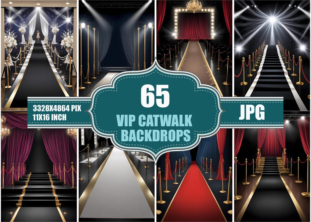60 VIP Catwalk Backdrops Invitation, Hollywood Night Decor, Birthday ...