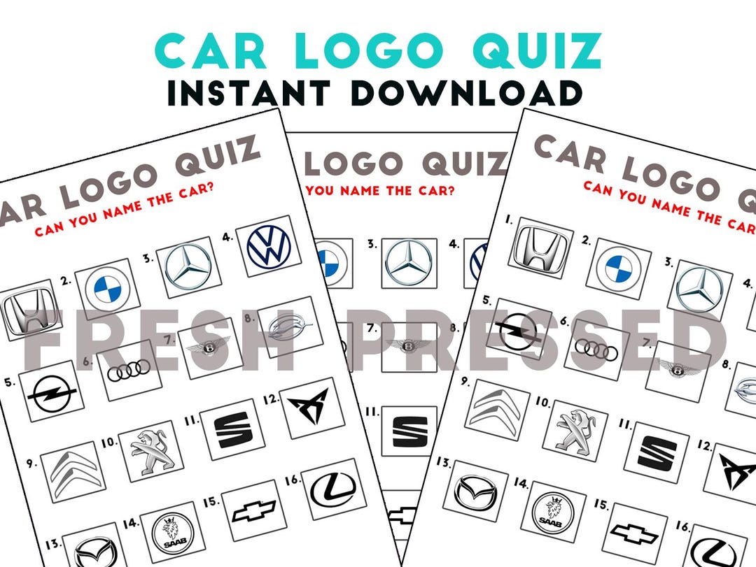 Car Brand Logo Quiz Game | Guess the Car Logo Brand | Printable Trivia