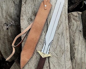 Hand Forged Dwarven Sword Inspired by Fantasy Lore | Handmade Collectible with Leather Grip | Decorative Display Sword | Gift for Him