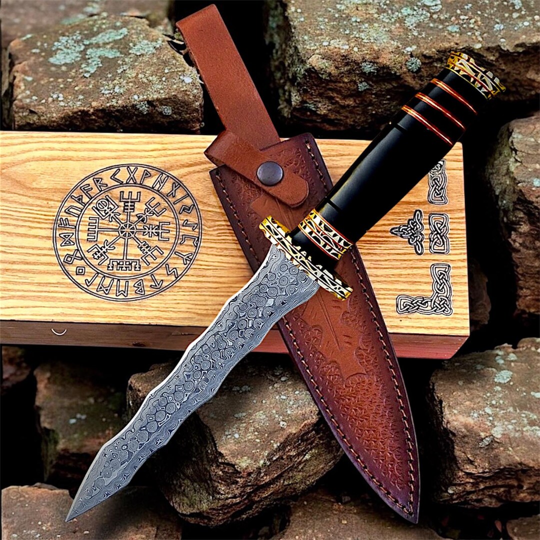 Hand Forged Damascus Steel Wavy Dagger | Raindrop Pattern Blade ...
