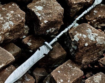 Hand Forged Damascus Steel Viking Spear with Protective Cover | Twisted Shaft | Medieval Inspired Decorative Collectible | Best Gift for Him