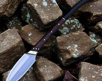 Hand Forged Viking Leaf Spear | 28 Inch Hunting Spear with Leather Sheath | Rosewood Handle | Fantasy Collectible | Home Decor Gift for Him