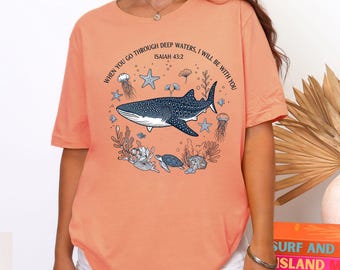 Christian Whale Shark PNG | Isaiah 43:2 Bible Verse (Digital Download)