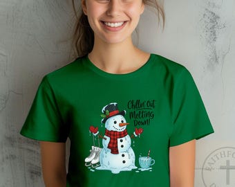 Funny Melting Snowman PNG | Christmas Humor Shirt Design (Transparent Print File)