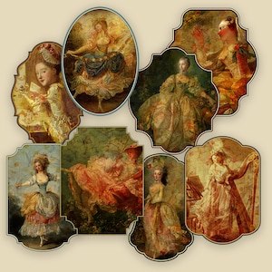 Vintage French Ladies Tags Digital Collage Sheet Instant Download Paper Crafts Printable Collage Sheet Cards Gift Tags Scrapbooking 509t