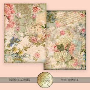 Victorian Shabby Chic vintage printable collage sheet clip art Scrapbooking Digital Cards Printable Download Tags 512c
