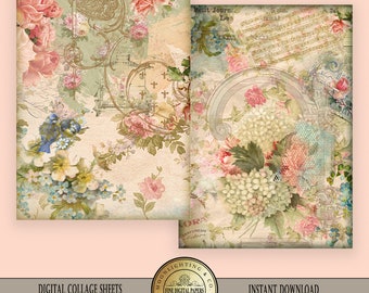 Victorian Shabby Chic vintage printable collage sheet clip art Scrapbooking Digital Cards Printable Download Tags 512c
