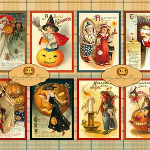 ATC HALLOWEEN DIGITAL Tags Collage Sheet Download and Print Paper Crafts Card 506a