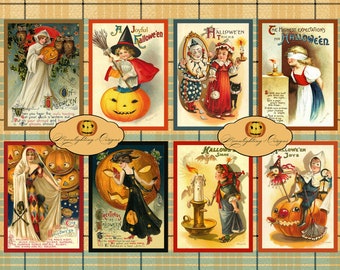 ATC HALLOWEEN DIGITAL Tags Collage Sheet Download and Print Paper Crafts Card 506a