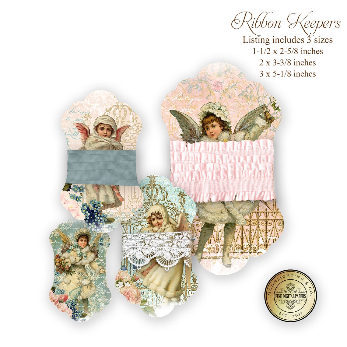 Angelic Ribbon Header Angel Ribbon Lace Holder Keeper Thread Scrapbooking Download Printable ...