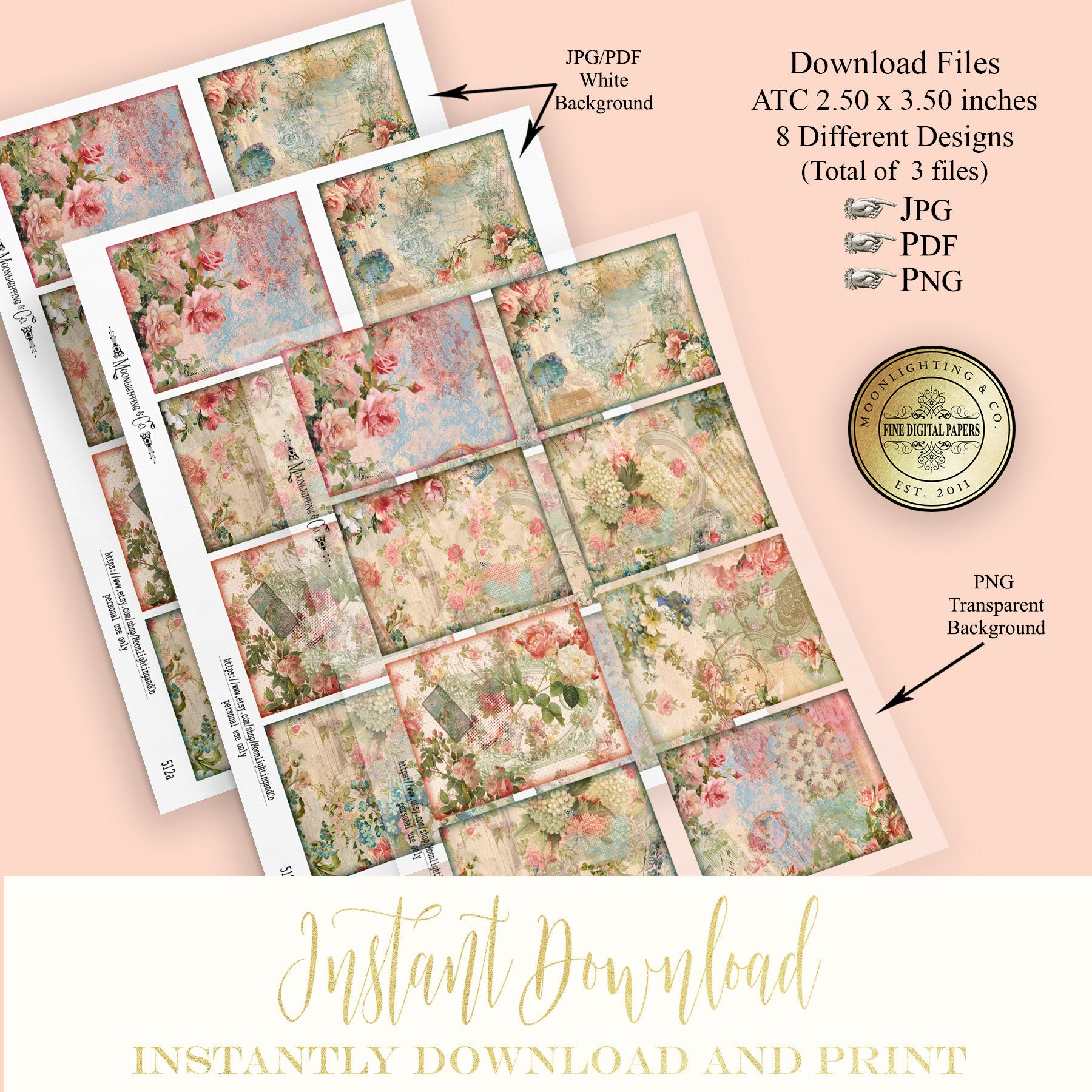 ATC Victorian Shabby Chic Vintage Printable Collage Sheet Labels Hang ...