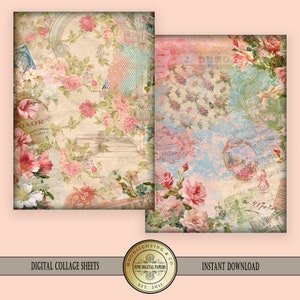 Victorian Shabby Chic vintage printable collage sheet clip art Scrapbooking Digital Cards Printable Download Tags 512b