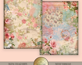 Victorian Shabby Chic vintage printable collage sheet clip art Scrapbooking Digital Cards Printable Download Tags 512b
