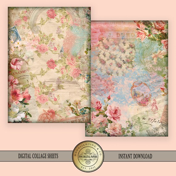 Clip Art Art & Collectibles shabby chic digital collage sheet ATC ...