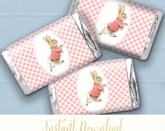 Peter Rabbit Pink Candy Bar Wrapper Printable Birthday Pink Shower Digital Download Instant Download 1002