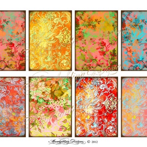 LUMINESCENCE BACKGROUND Tags DIGITAL Atc Aceo Collage Sheet Download and Print Paper Crafts Card 513a